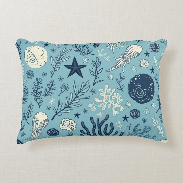 Ocean Creature Pattern Pillow (Front)