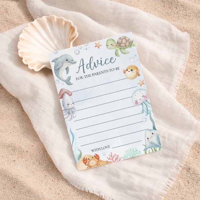 Ocean Creatures Baby Shower Advice Card (Creator Uploaded)