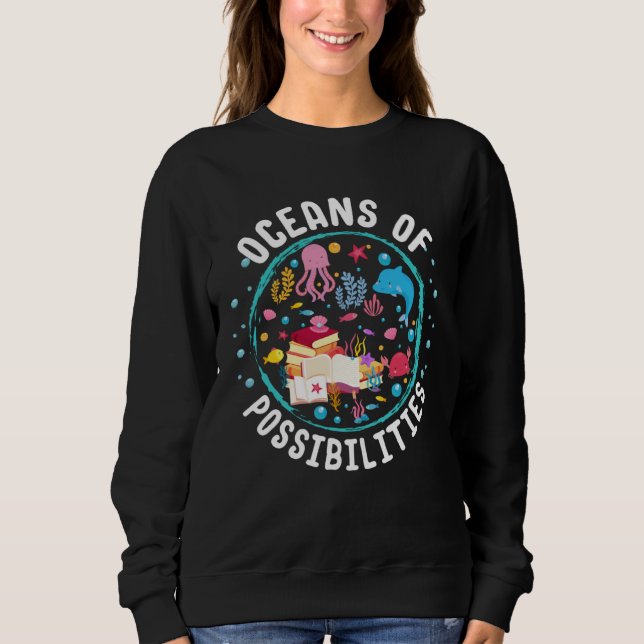 Ocean Creatures Summer Reading Possibilities Libra Sweatshirt (Front)