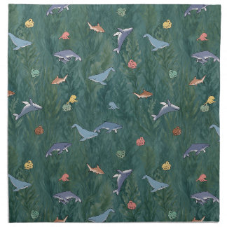 Ocean Creatures (Whale, Octopus & Shark) Cloth Napkin