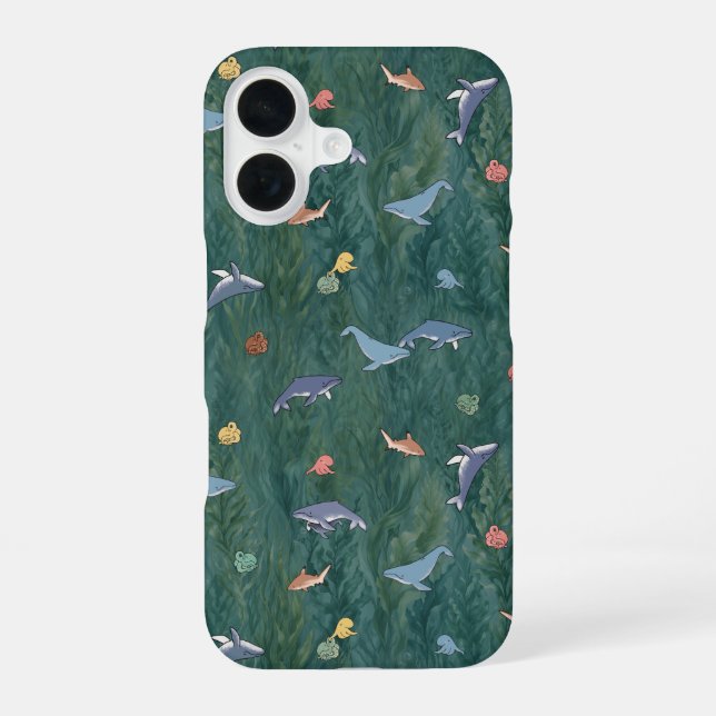 Ocean Creatures (Whale, Octopus & Shark) iPhone Case (Back)