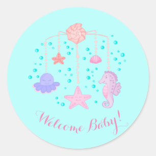 Ocean Crib Mobile Baby Shower Sticker
