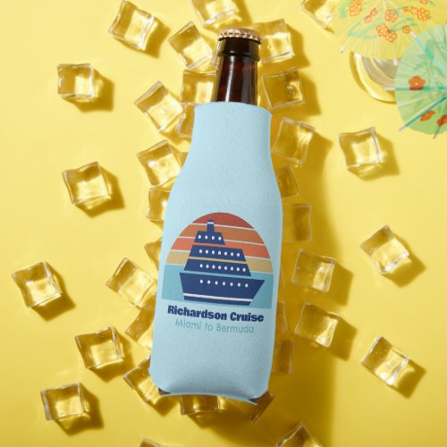 Ocean Cruise Ship Sunset Custom Blue Marketing Bottle Cooler