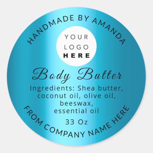 Ocean Custom Logo Name Body Butter Cosmetics Classic Round Sticker