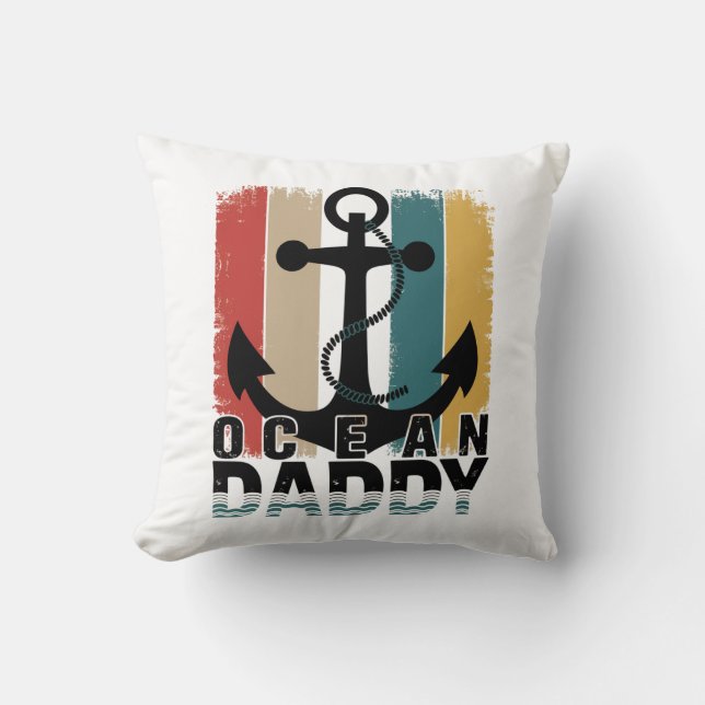 Ocean Daddy | Nautical Decorative Pillow for Beach (Front)