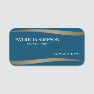 Ocean Dark Blue Golden Earth Elegant Simple Name Tag