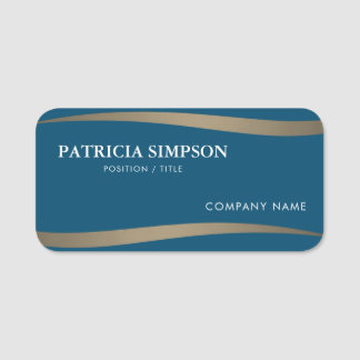 Ocean Dark Blue Golden Earth Elegant Simple Name Tag