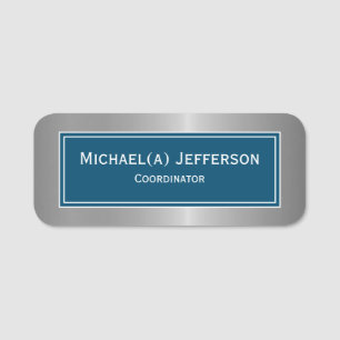 Ocean Dark Blue Luxury Metallic Silver Unique Name Tag