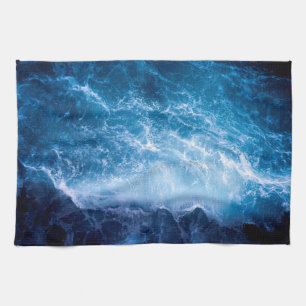 Ocean - Dark Blue Waves Kitchen Towel