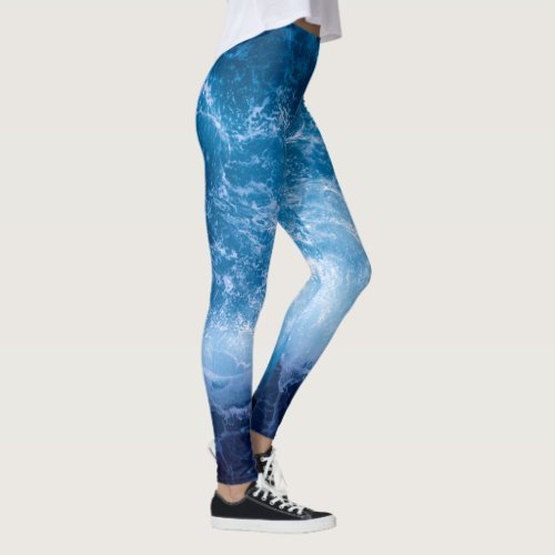 Ocean _ Dark Blue Waves  Leggings