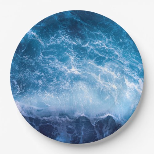 Ocean _ Dark Blue Waves Paper Plates