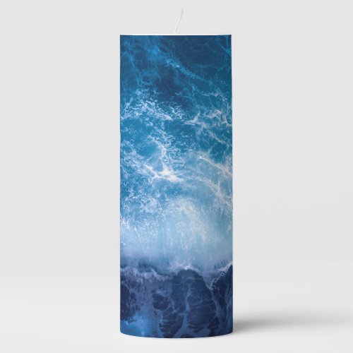 Ocean _ Dark Blue Waves Pillar Candle