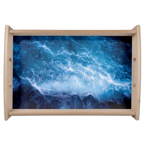 Ocean _ Dark Blue Waves Serving Tray