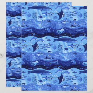 Ocean Depth Zones - Marine Animals Scrapbook Paper