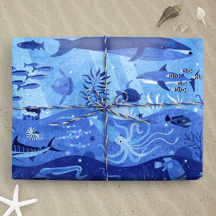 Ocean Depth Zones - Undersea Animals L Wrapping Paper