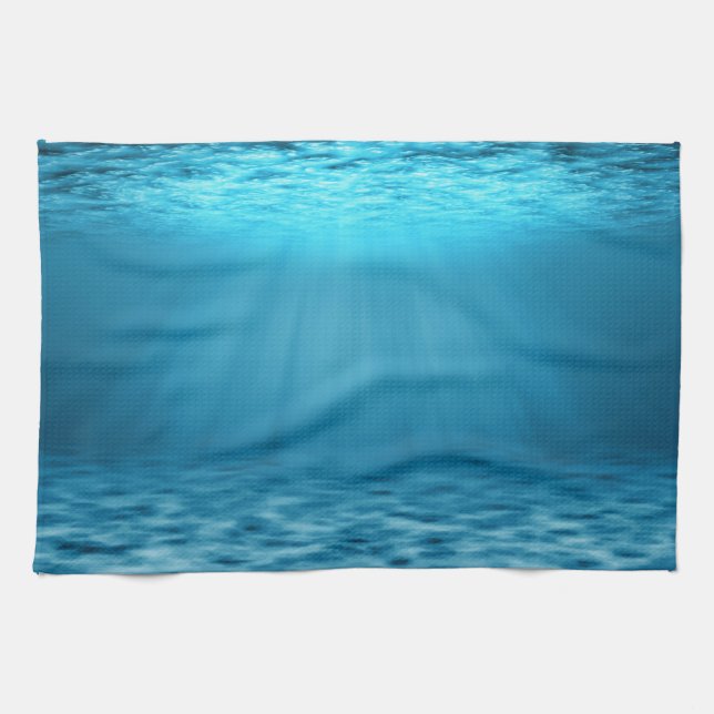 Ocean Depths Blue Underwater with Sun Rays Kitchen Towel (Horizontal)
