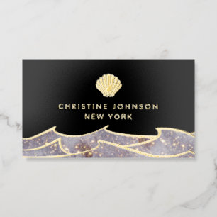 ocean design seashell logo foil business cards