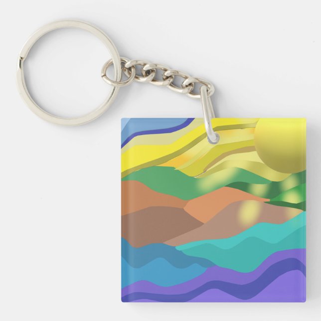  Ocean Dessert Summer Landscape Abstract  Keychain (Front)