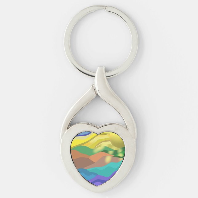  Ocean Dessert Summer Landscape Abstract  Keychain (Front)