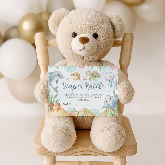 Ocean Diaper Raffle Tickets Enclosure Card (Creator Uploaded)