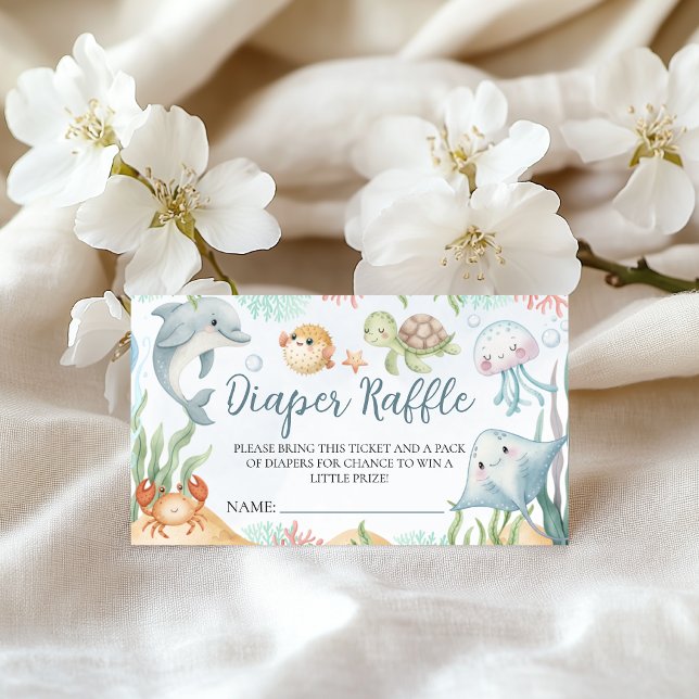 Ocean Diaper Raffle Tickets Enclosure Card (Creator Uploaded)