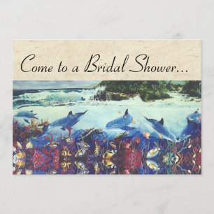 Ocean Dolphin Sea Turtle Fish Bridal Shower Invite