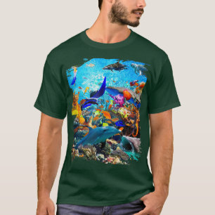 Ocean Dolphin Shark Turtle Coral Sea Fish Orca Wha T-Shirt