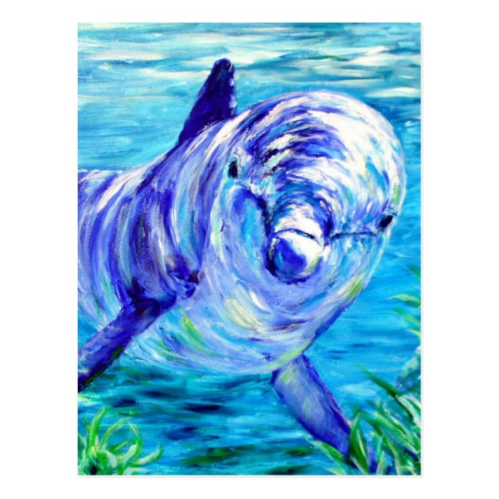 Ocean Dolphins Painting Dolphin Underwater Picture Post Card