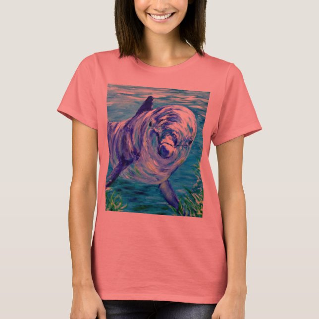 Ocean Dolphins Painting Dolphin Underwater Picture T-Shirt (Front)