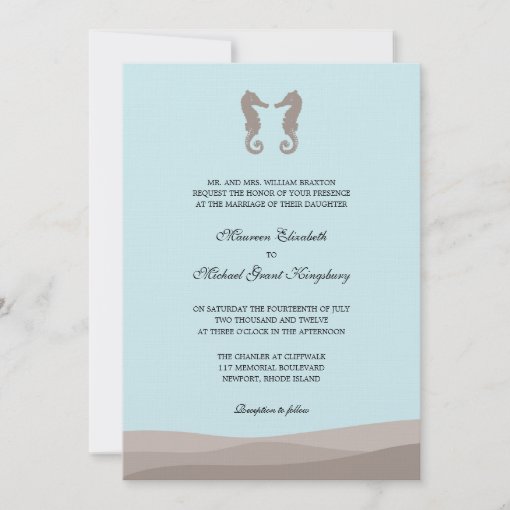 Ocean Double Seahorse Wedding Invitations | Zazzle