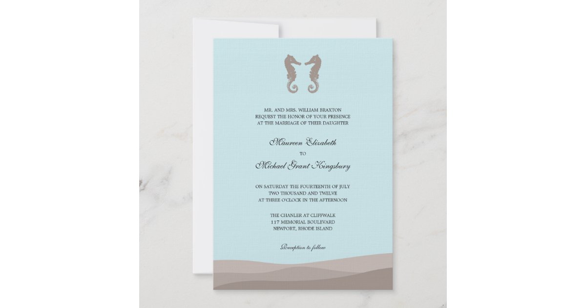 Ocean Double Seahorse Wedding Invitations | Zazzle