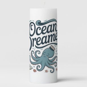 Ocean Dreamer Cute Little Octopus with Sea Element Pillar Candle