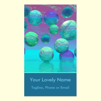 Ocean Dreams, Abstract Aqua Violet Ocean Fantasy Double-Sided Standard Business Cards (Pack Of 100)