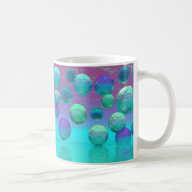 Ocean Dreams - Aqua and Violet Ocean Fantasy Coffee Mug (Right)