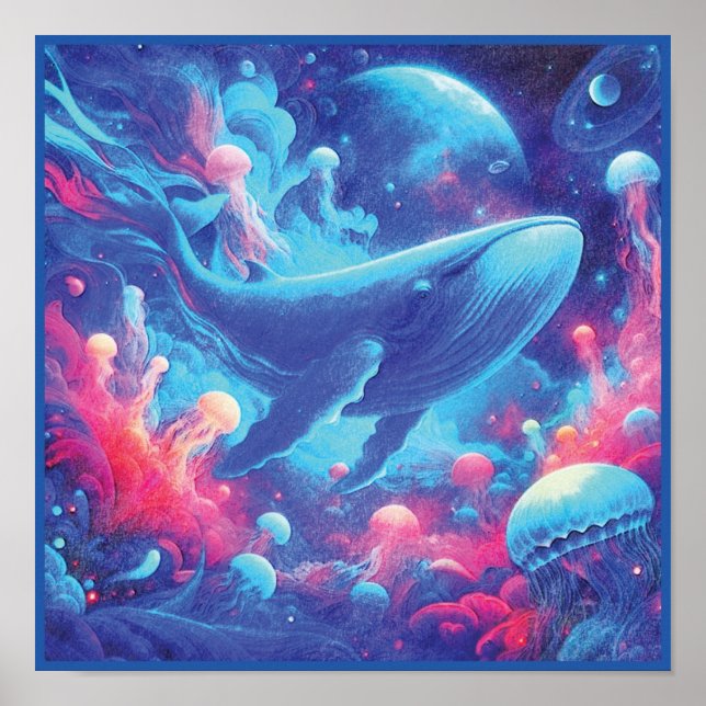 Ocean Dreams Psychedelic Whale Poster (Front)