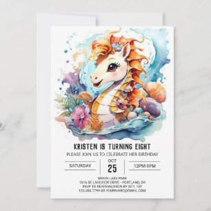 Ocean Dreamscape Nautical Seahorse Birthday Invitation