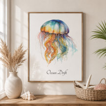 Ocean Drift Jellyfish Metal Wall Art