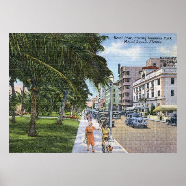 Ocean Drive, Miami Beach Vintage Poster (Front)