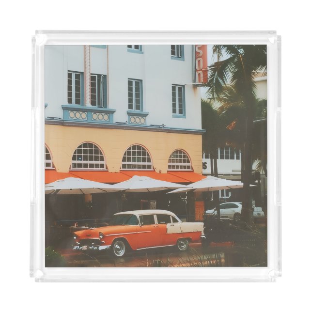 Ocean Drive, South Beach, Miami Acrylic Tray (Front)