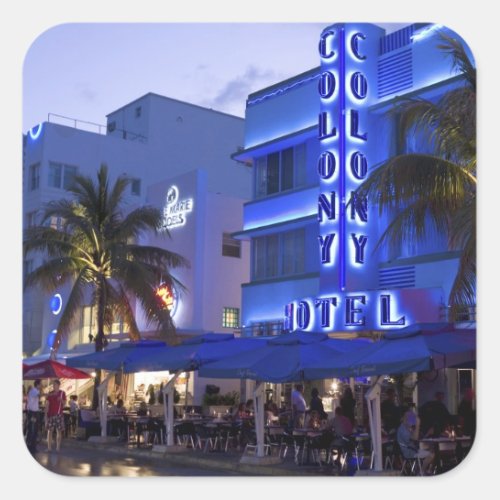 Ocean Drive South Beach Miami Beach 2 Square Sticker