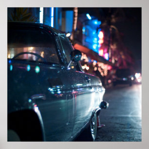 Ocean Drive vintage car Poster