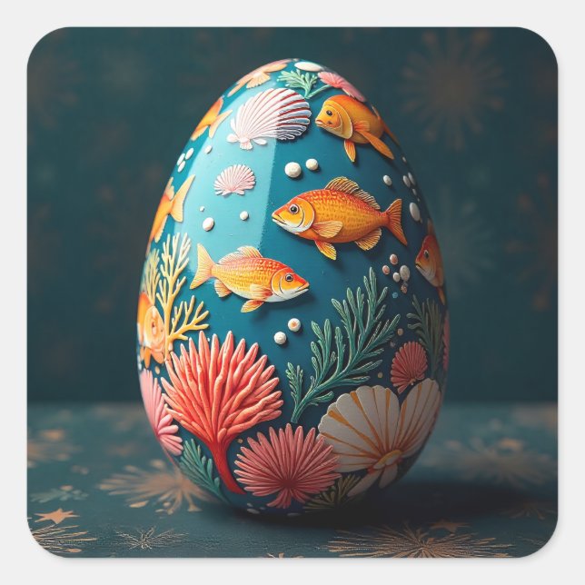 Ocean Easter Egg Square Sticker (Front)