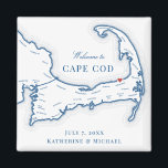 Ocean Edge Resort Destination Wedding Favor Magnet<br><div class="desc">Quick and Easy ordering! These Cape Cod map magnets make great Ocean Edge Resort wedding favors to include in your Brewster Cape Cod destination wedding welcome bags. Move the heart by clicking "Edit Using design tool" under "Personalize". Perfect for all the great wedding venues in on the Cape including the...</div>