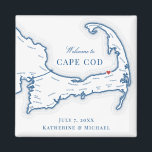 Ocean Edge Resort Destination Wedding Favor Magnet<br><div class="desc">Quick and Easy ordering! These Cape Cod map magnets make great Ocean Edge Resort wedding favors to include in your Brewster Cape Cod destination wedding welcome bags. Move the heart by clicking "Edit Using design tool" under "Personalize". Perfect for all the great wedding venues in on the Cape including the...</div>