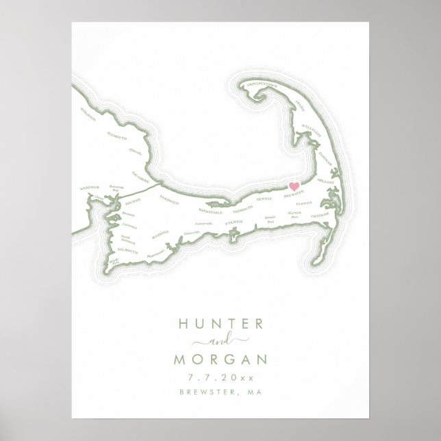 Ocean Edge Resort Wedding Sage Guest Book Poster (Front)