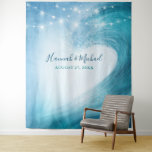 Ocean Elegant Beach Wedding Backdrop Tapestries<br><div class="desc">Create your own cool, elegant ocean wave DIY photo backdrop for beach weddings, nautical bridal showers, tropical birthday parties, and other momentous occasions. This rustic Hawaii watercolor design illustrated by Raphaela Wilson features a large ocean wave curl illuminated by optional string lights (these graphics can be hidden). Make these unique...</div>