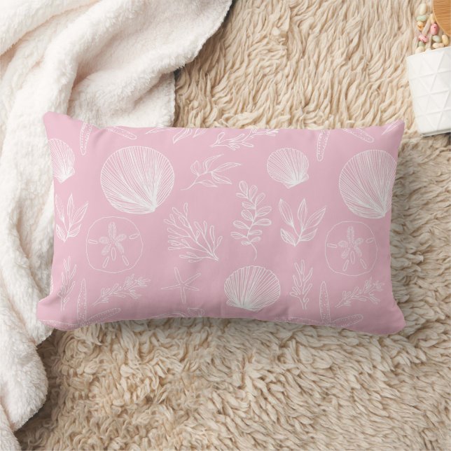 Ocean Elements Pink Throw Pillow (Blanket)