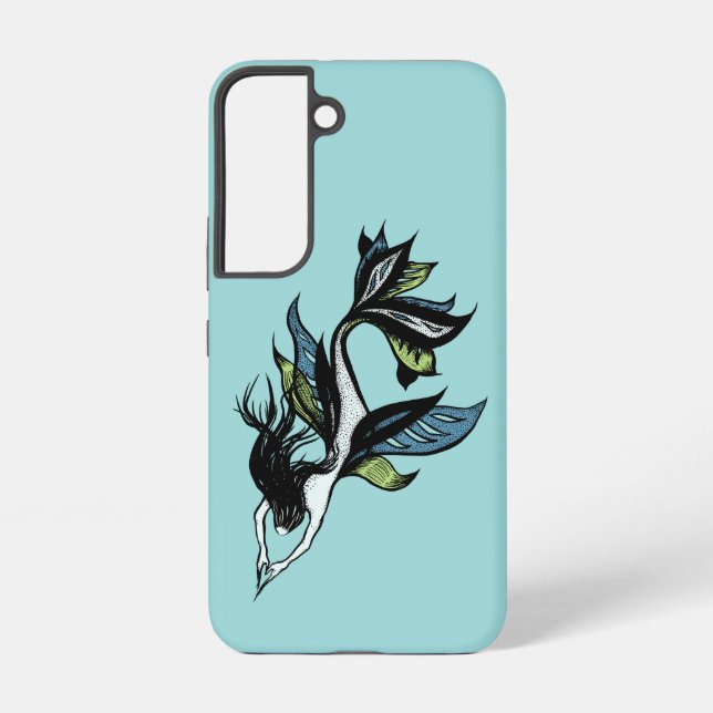 Ocean Fantasy Blue Green Artistic Mermaid Samsung Galaxy Case (Back)