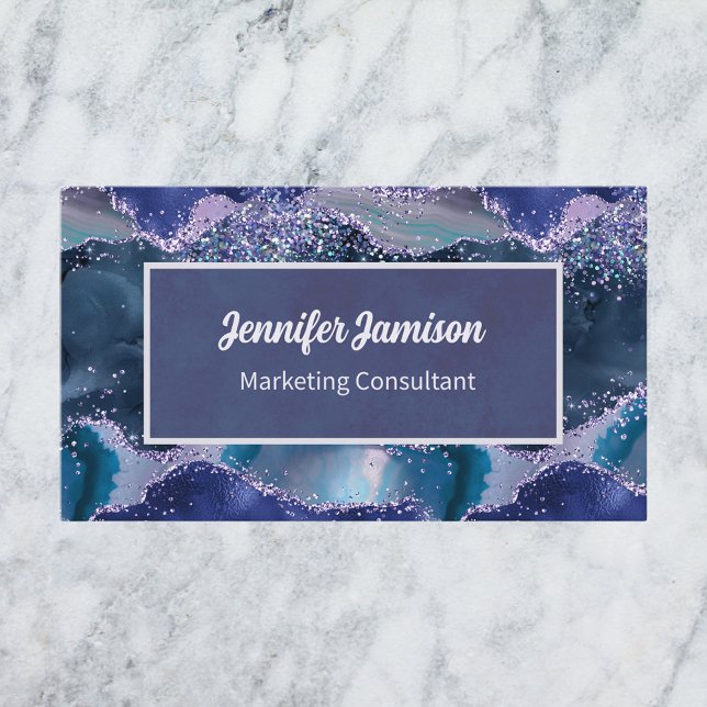 Ocean Faux Glitter Purple Blue Lavender Elegant Business Card (Creator Uploaded)