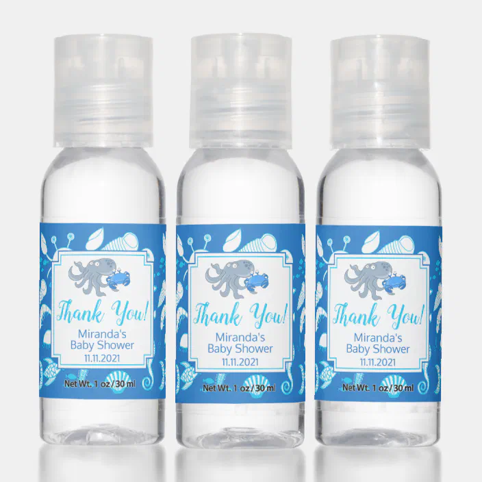 Ocean Fish Under The Sea Baby Shower Favor Hand Sanitizer Zazzle Com